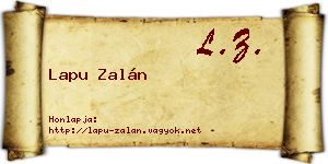 Lapu Zalán névjegykártya